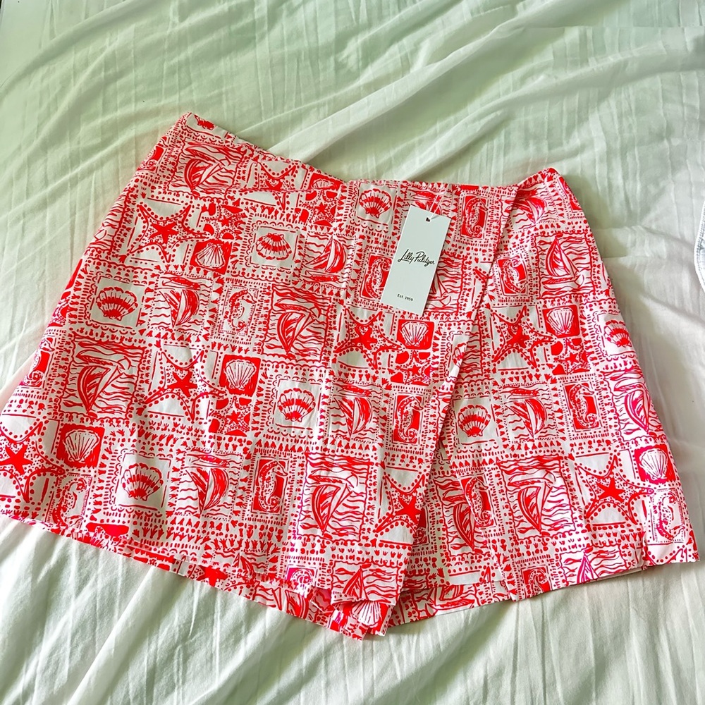 Lilly Pulitzer Vibrant Red and White Skort NWT